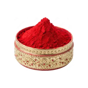 indian dark red pure kumkum powder (sindoor) for pooja, tilak & religious ceremonies