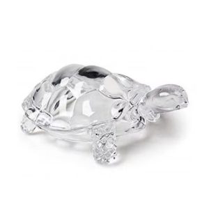 crystal turtle figurine, clear glass sea turtle statue, symbol of good luck & positive energy, feng shui inspired home office desk decor