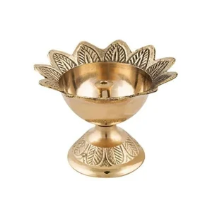 pure brass diya for puja – traditional oil lamp for home temple, aarti & daily worship